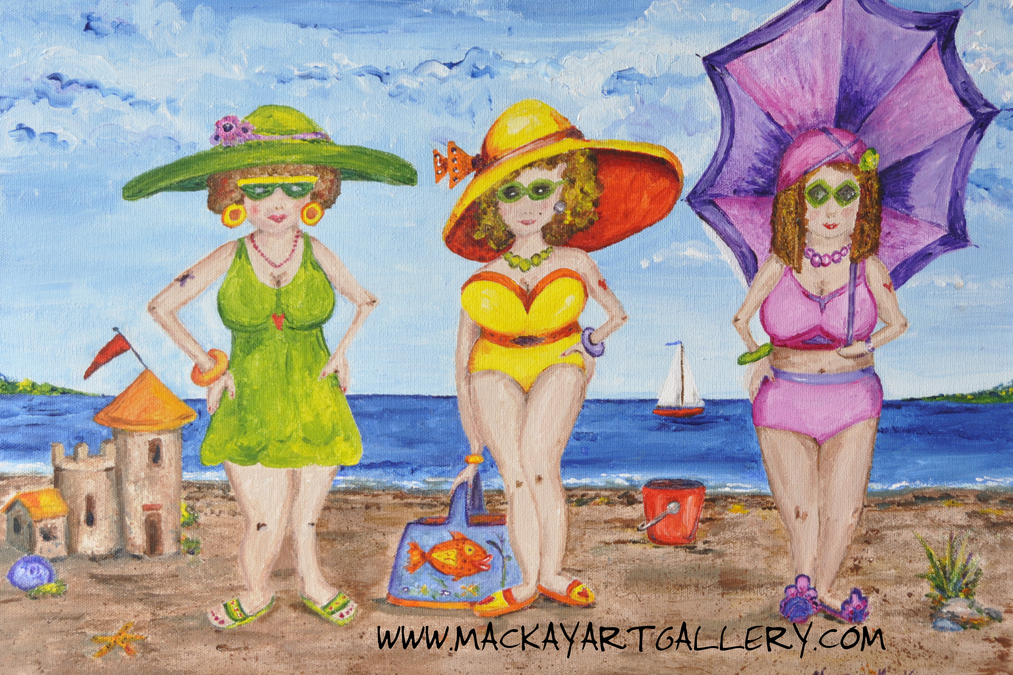 Beach Gals with Umbrella